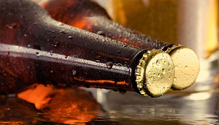 Beers by the bottle at Fire & Fir Rooftop Event Banquet Hall in Green Bay, Wisconsin